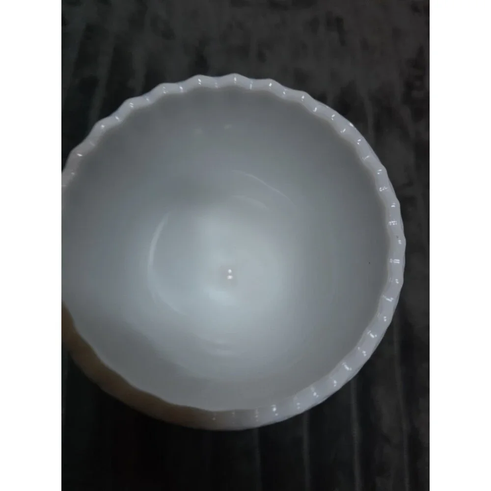 Vintage Milk Glass Diamond Pt. Hobnail Pedestal Compote Chalice/Dish/Vase/Bowl